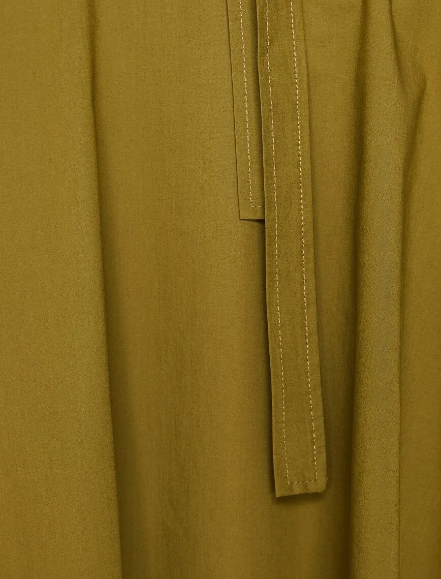 11827 Khaki Waist Detailed Midi Skirt