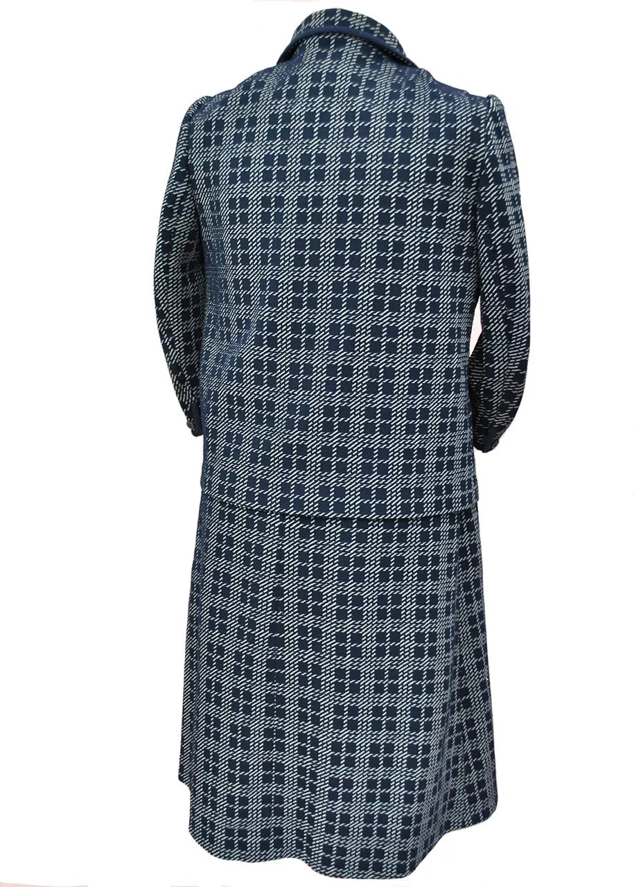 1960s Vintage Blue Plaid Crimpeline Dress Suit • Mother of the Bride