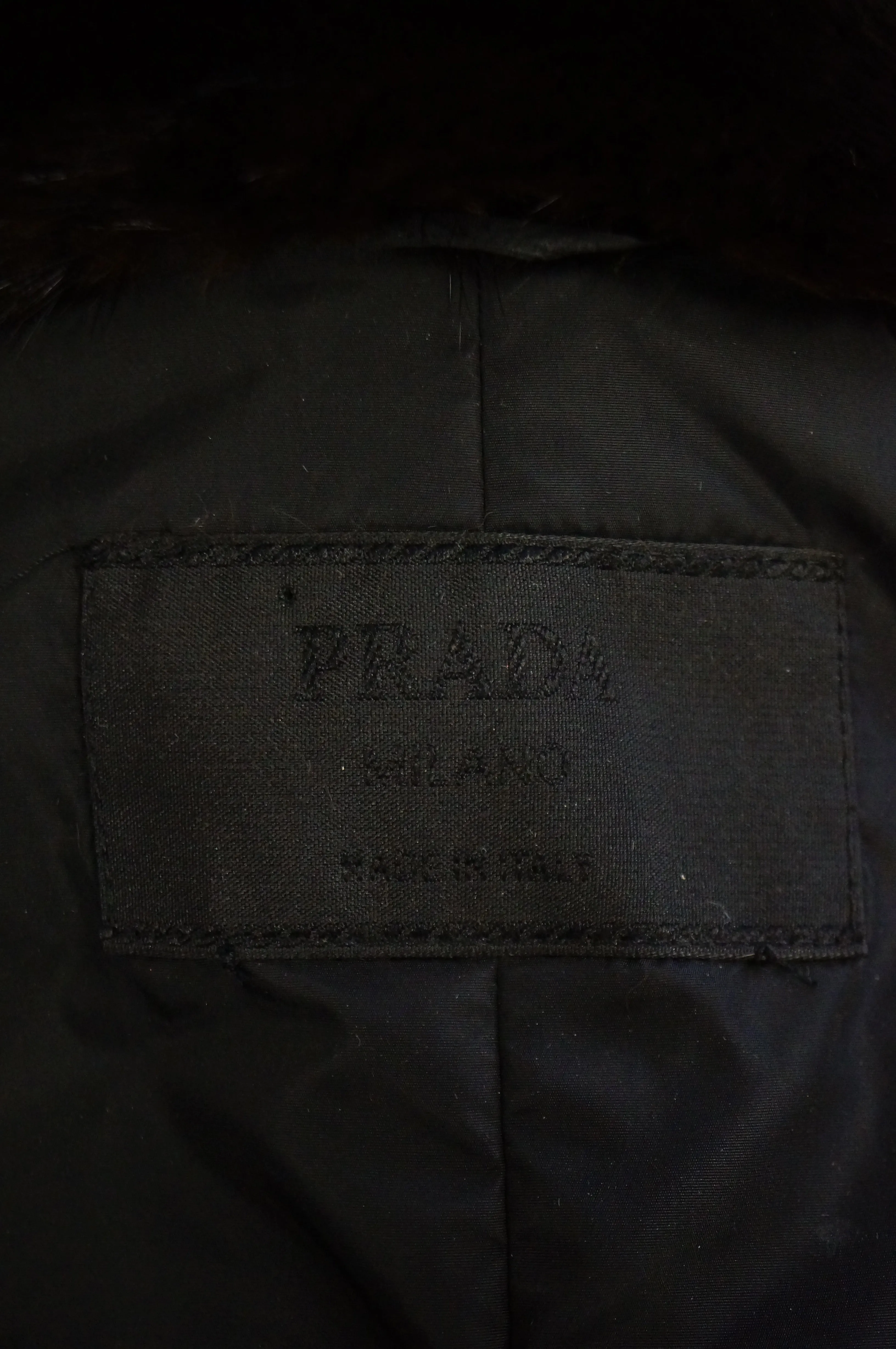 2004 Runway Prada Green Coat with Mink Trim and Bead Detail