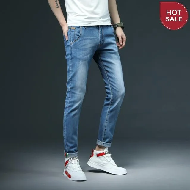 2020 New Men's Skinny White Jeans Fashion Casual Elastic Cotton Slim Denim Pants Male Brand Clothing Black Gray Khaki