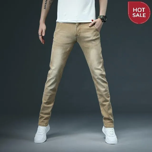 2020 New Men's Skinny White Jeans Fashion Casual Elastic Cotton Slim Denim Pants Male Brand Clothing Black Gray Khaki