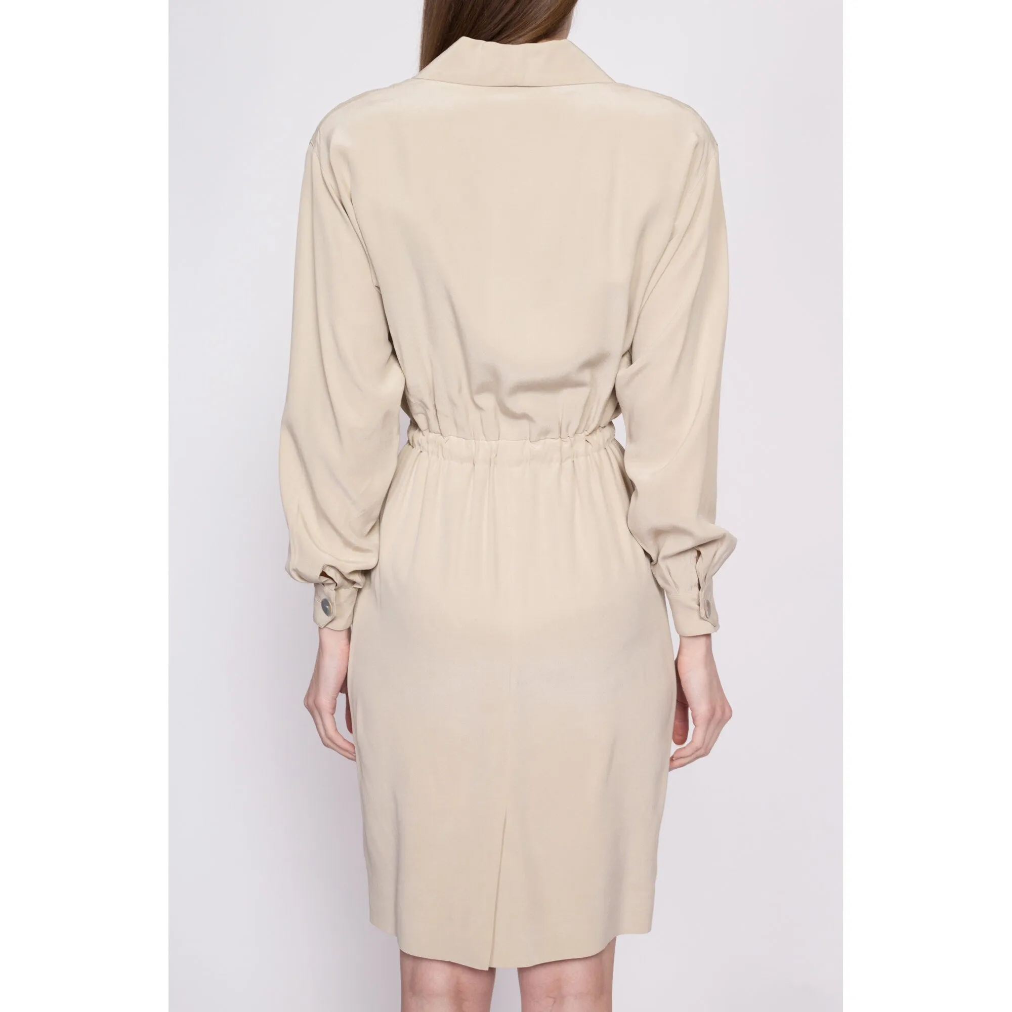 90s Silk Minimalist Secretary Dress - Extra Small