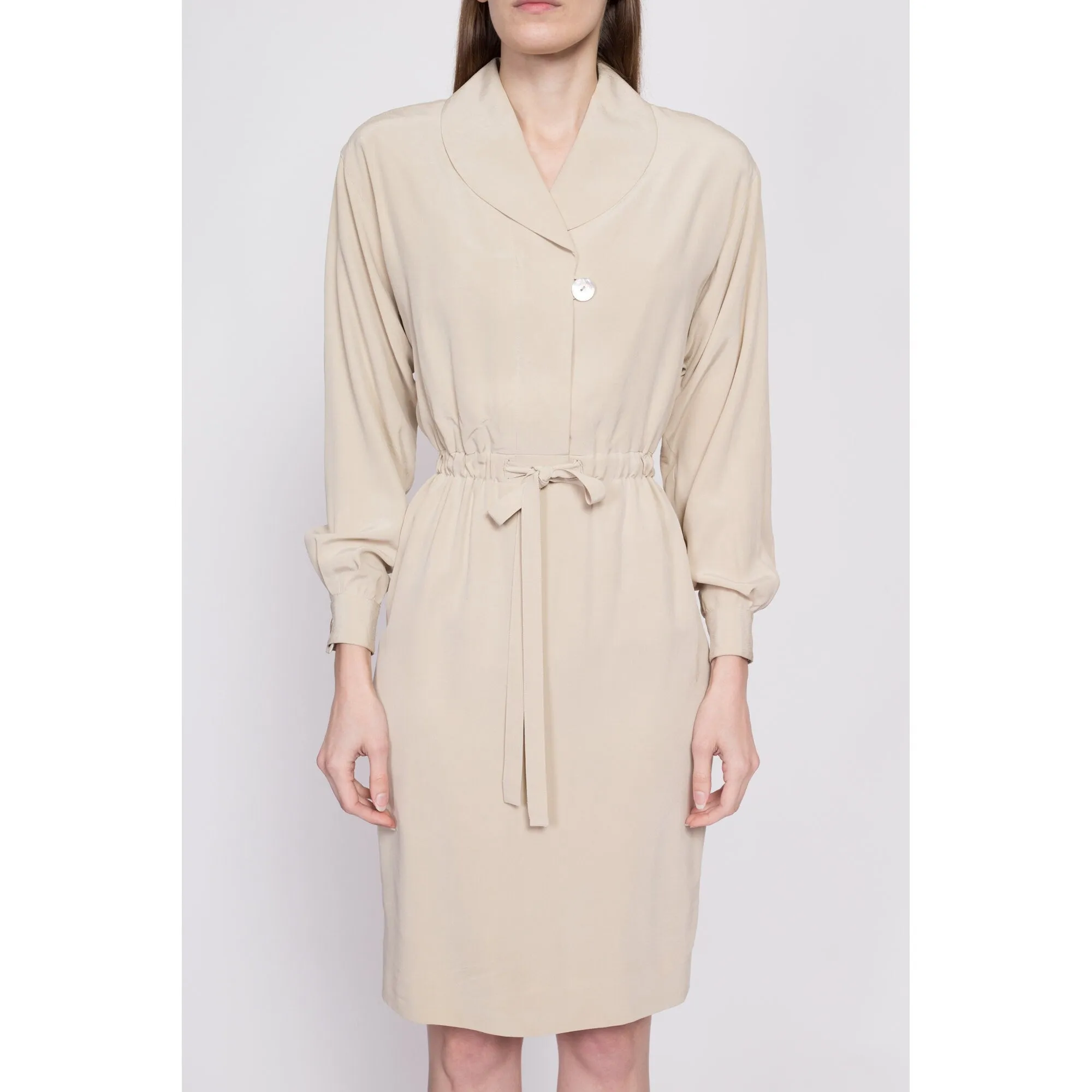 90s Silk Minimalist Secretary Dress - Extra Small