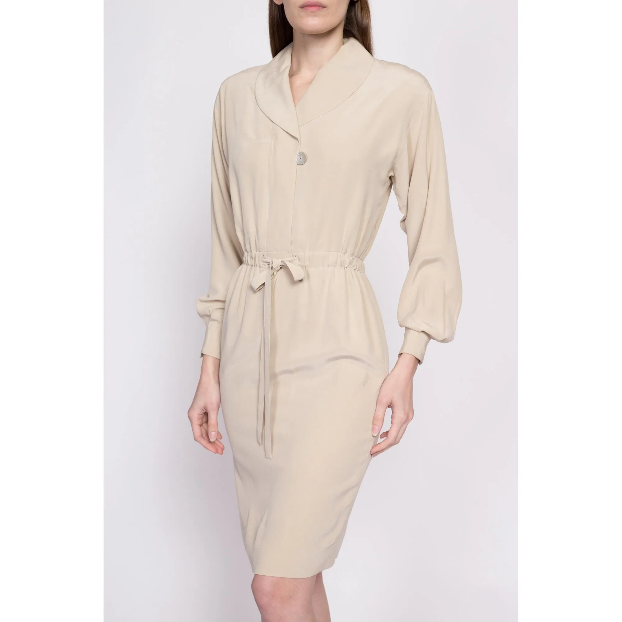 90s Silk Minimalist Secretary Dress - Extra Small