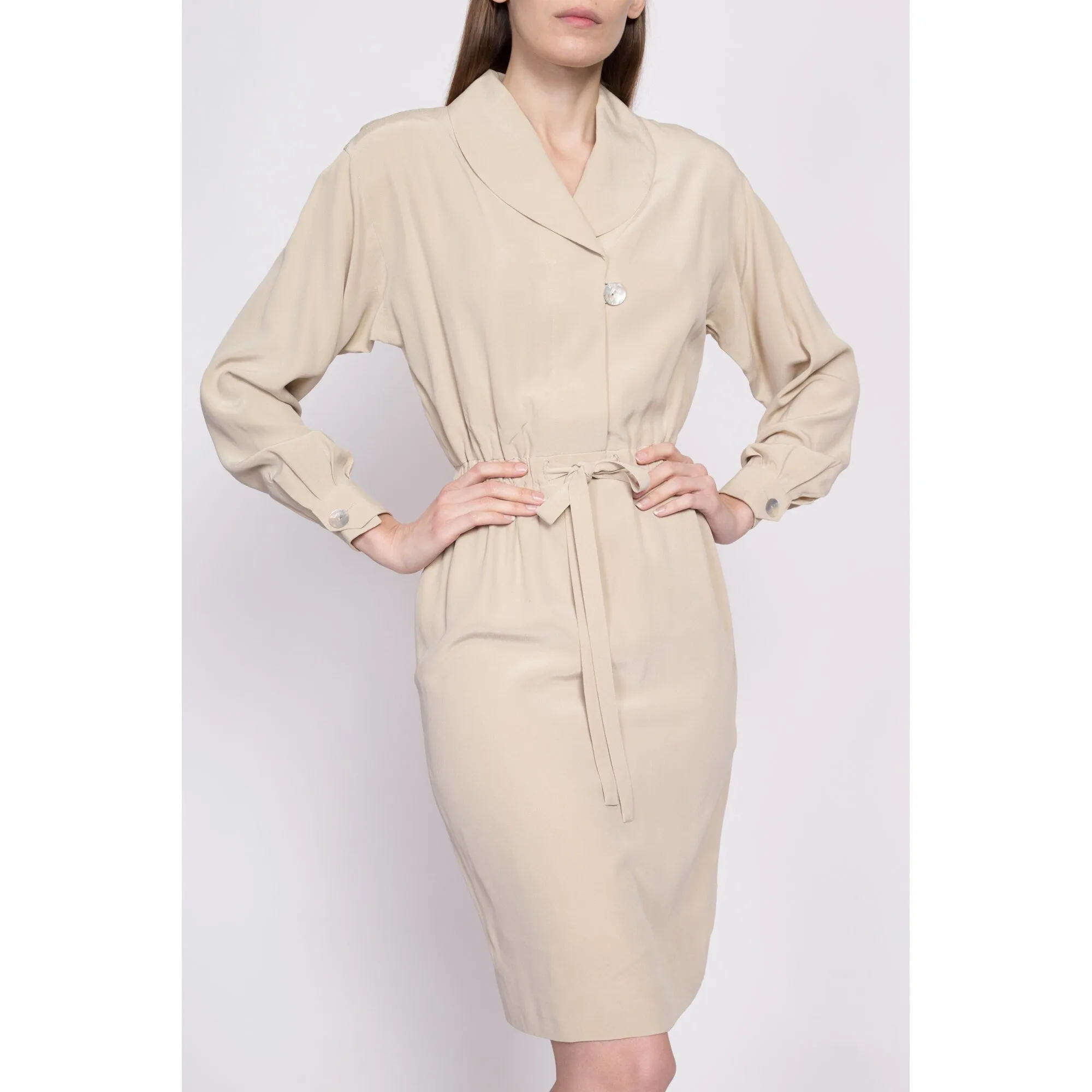 90s Silk Minimalist Secretary Dress - Extra Small