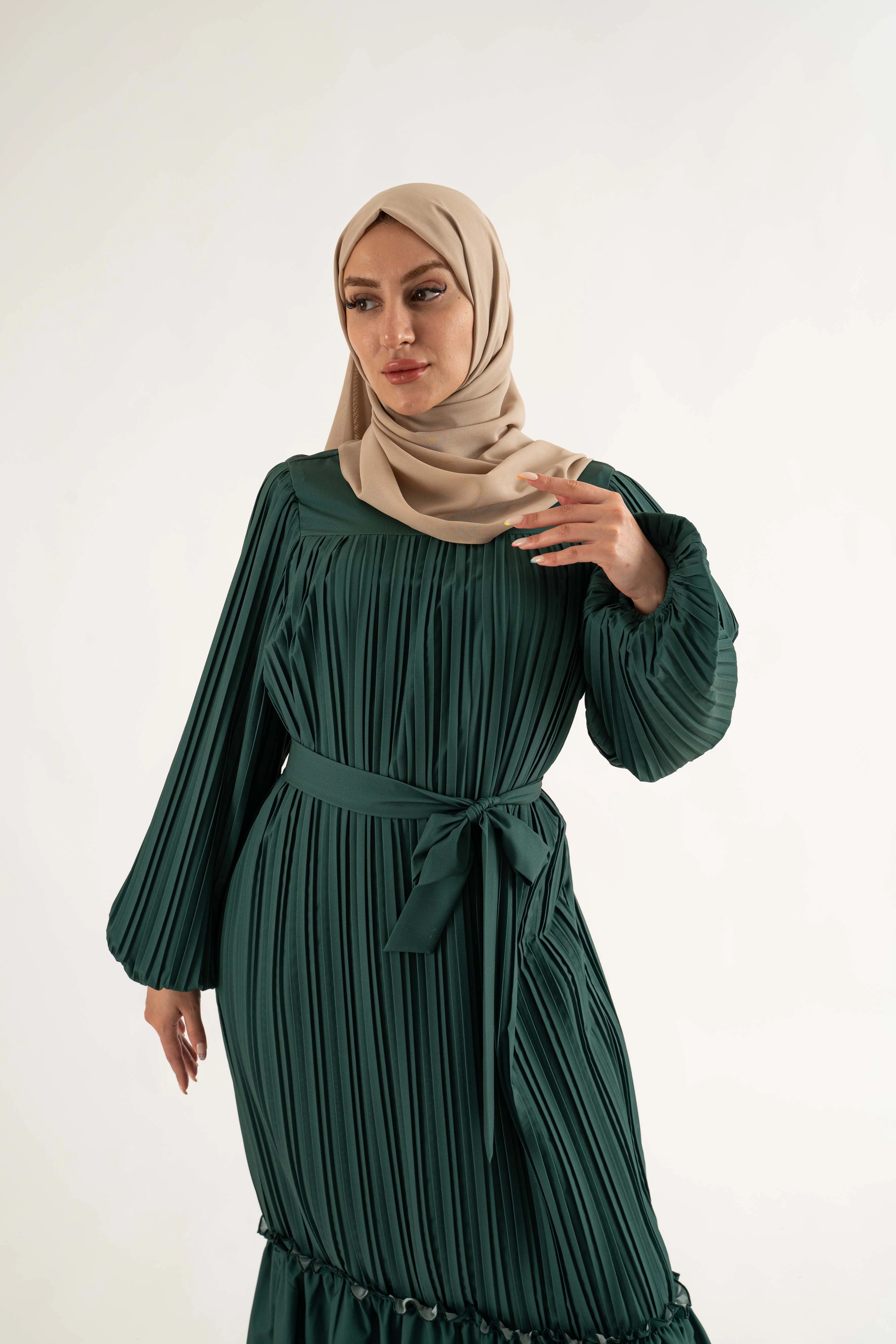 Amani Pleat Maxi Dress - Emerald