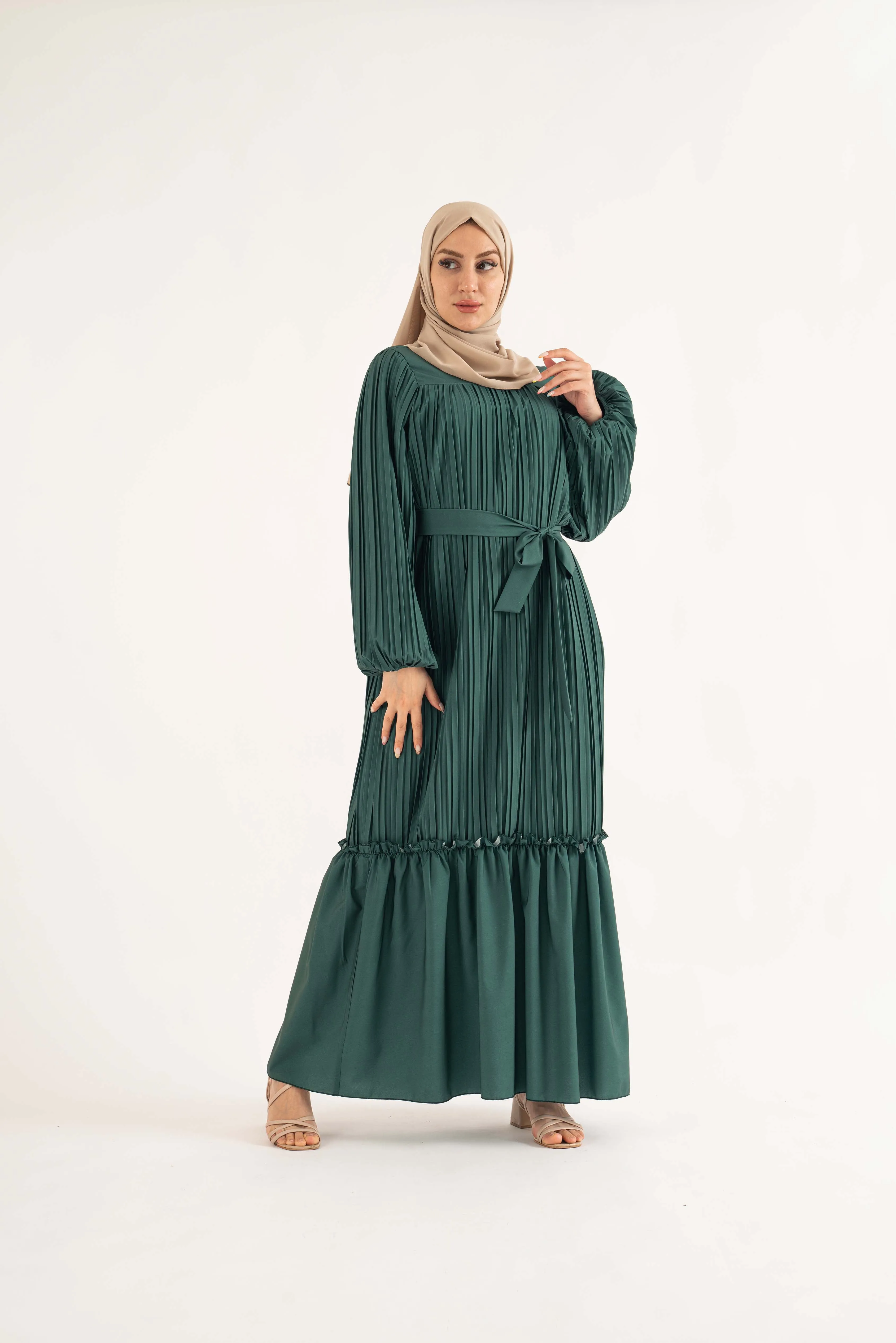 Amani Pleat Maxi Dress - Emerald