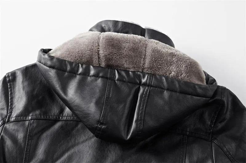 Angelo Ricci™ Faux Fur Liner Thicken Leather Coat