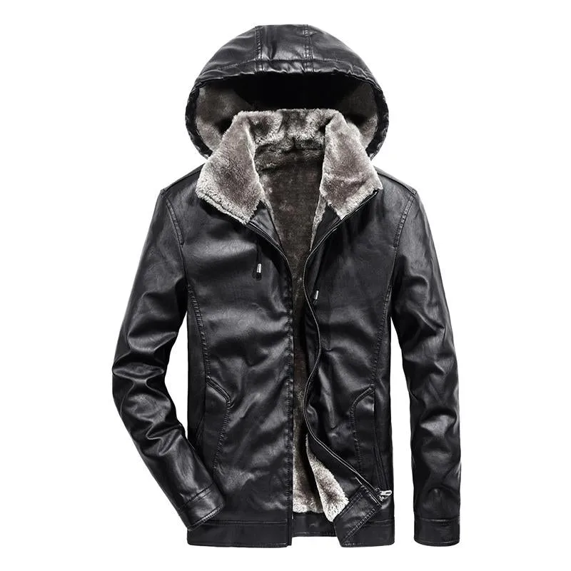 Angelo Ricci™ Faux Fur Liner Thicken Leather Coat