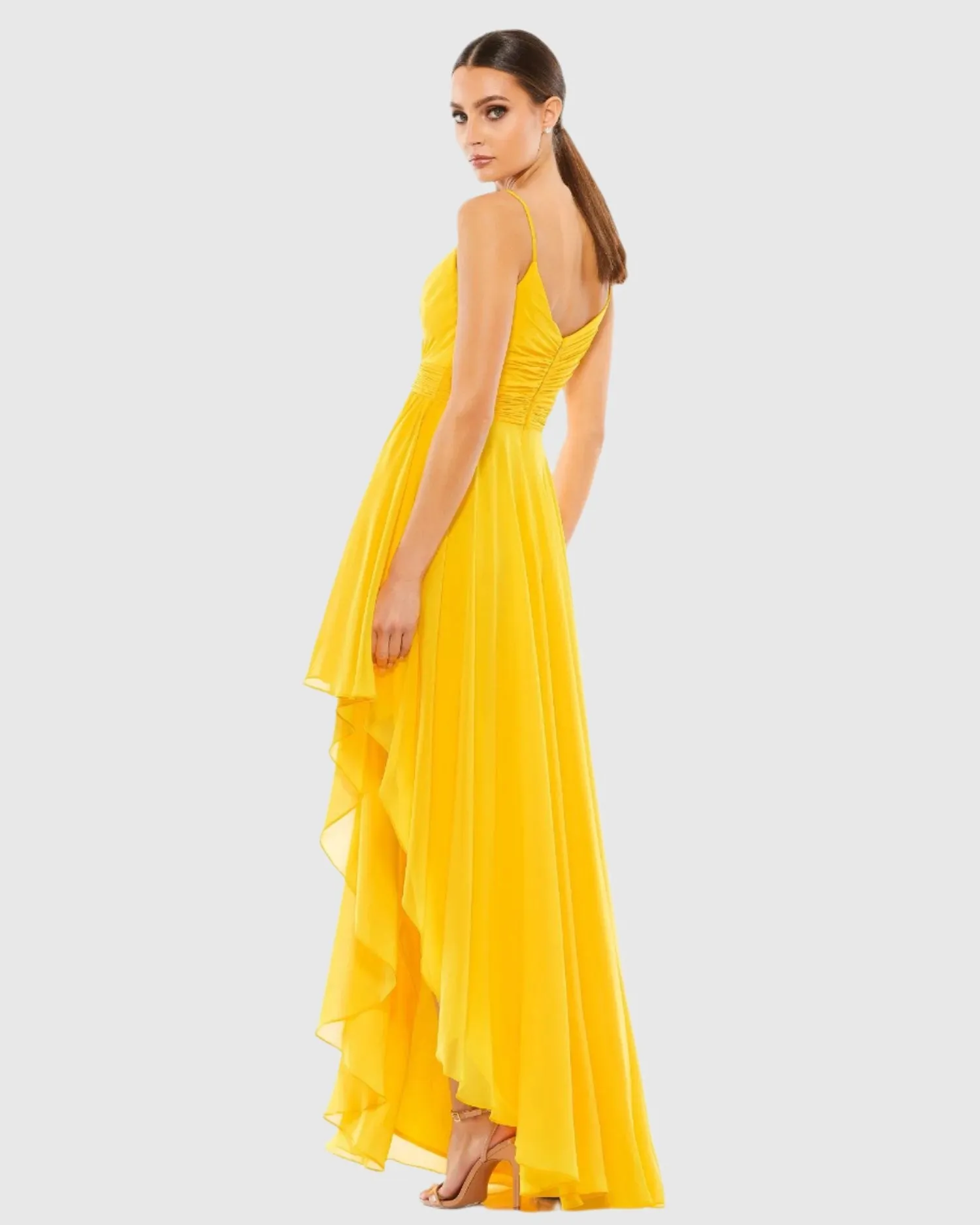 Asymmetrical Hem Chiffon Maxi Dress