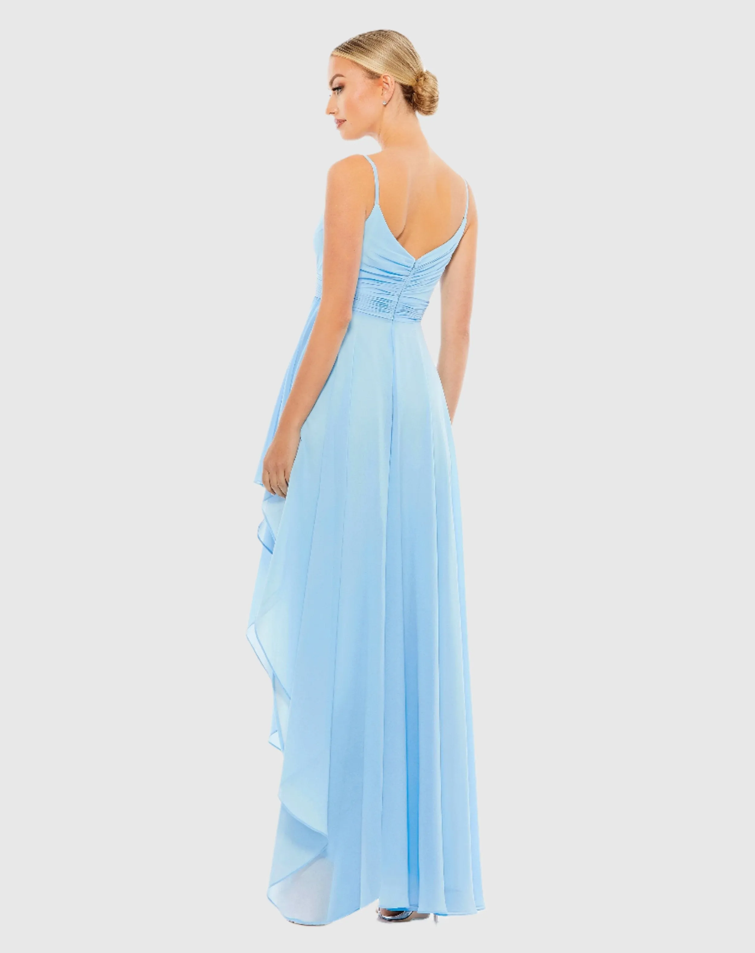 Asymmetrical Hem Chiffon Maxi Dress