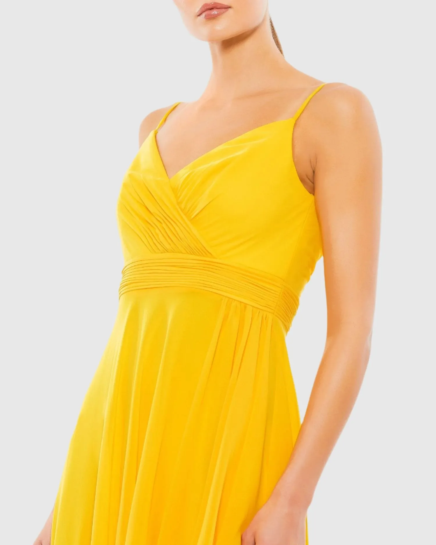 Asymmetrical Hem Chiffon Maxi Dress