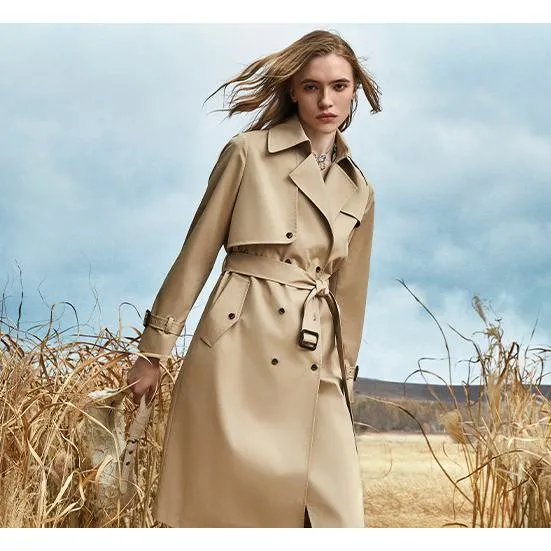Belted Thigh-Length Trench Coat