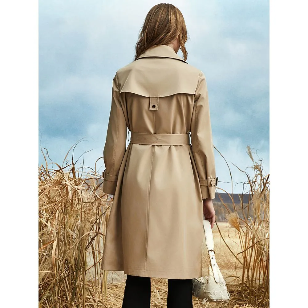 Belted Thigh-Length Trench Coat