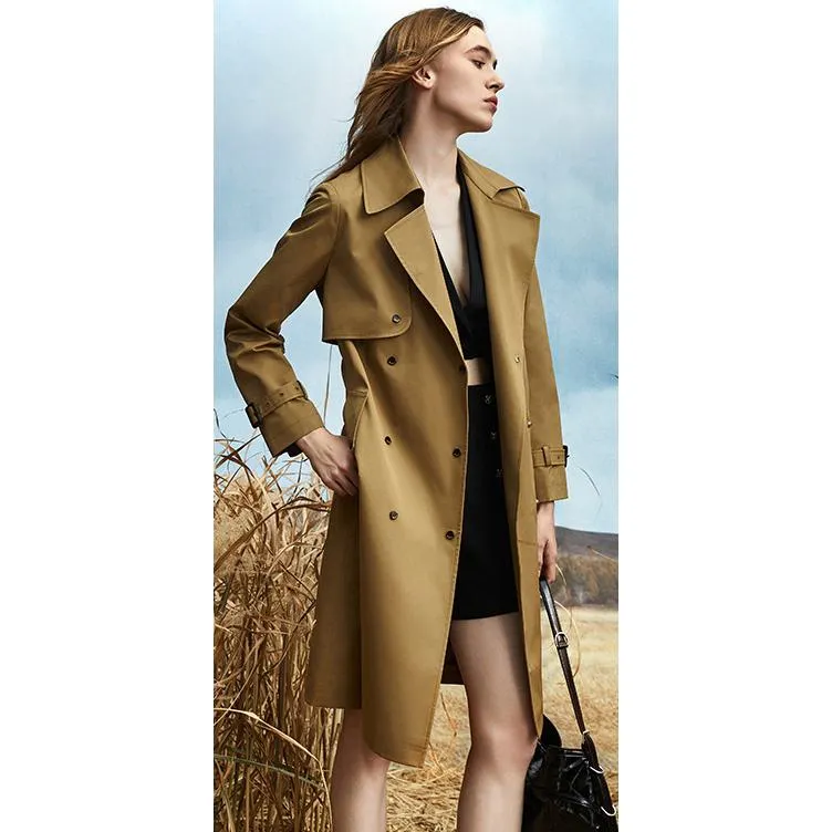 Belted Thigh-Length Trench Coat