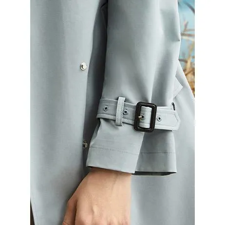 Belted Thigh-Length Trench Coat