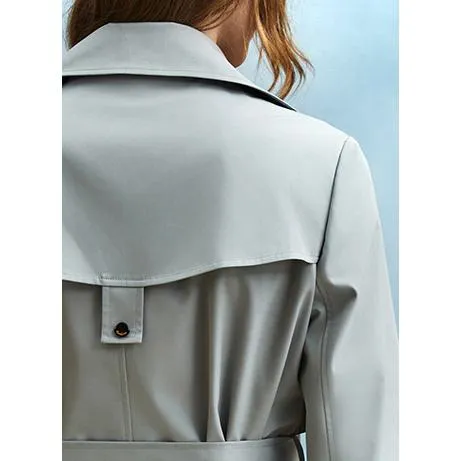 Belted Thigh-Length Trench Coat