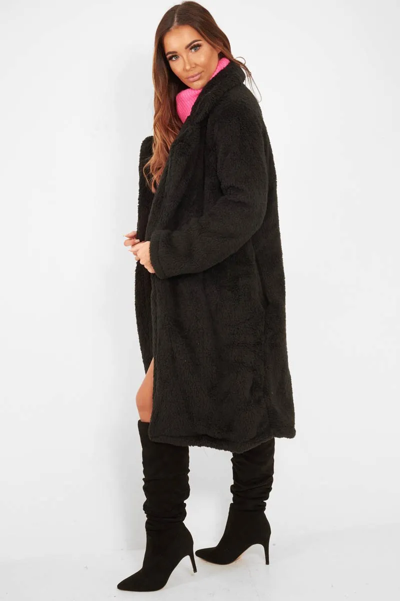 Black Faux Fur Teddy Coat - Reegan