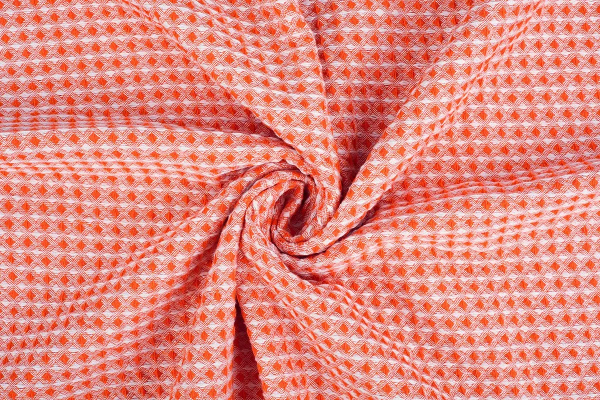 BSB HOME 100% Pure Cotton Thermal Blanket Breathable, Soft Waffle, Cozy & Skin Friendly All Season for Bed & Sofa Indoor andOutdoor Single Bed Blanket | Dohar (Colour-Orange, 152 x 228 Cm)