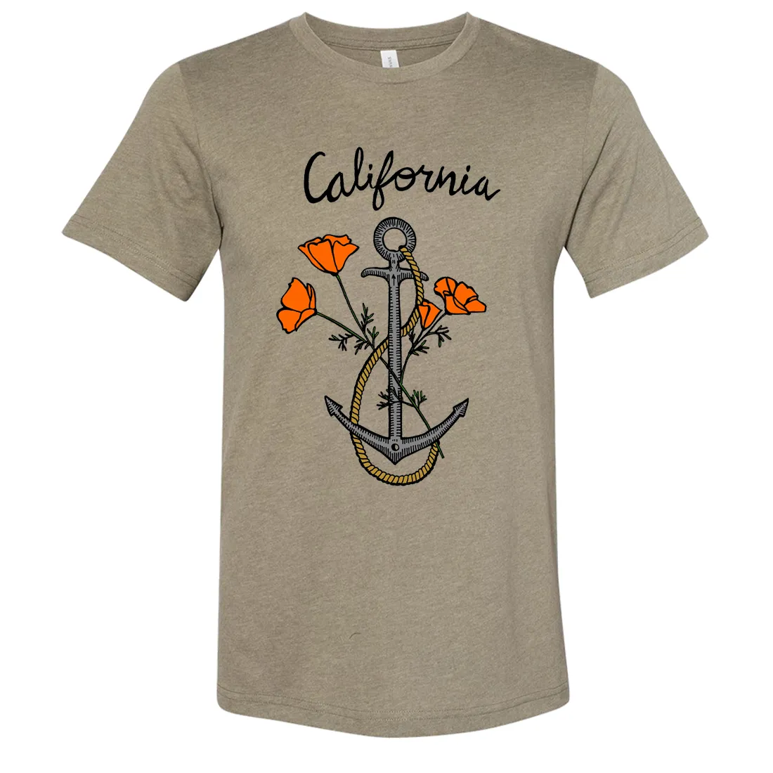 California Anchor Poppies Asst Colors Sueded Tee