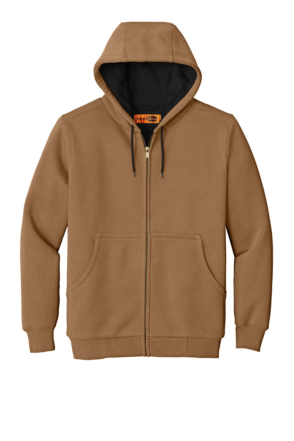 CornerStone Mens Full Zip Hooded Sweatshirt Hoodie w/ Pockets - Duck Brown