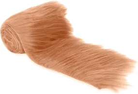 FabricLA Mohair Shaggy Faux Fur Fabric - Pre Cut Strips | Trim Ribbon | DIY Craft, Hobby, Costume, Decoration - Light Brown