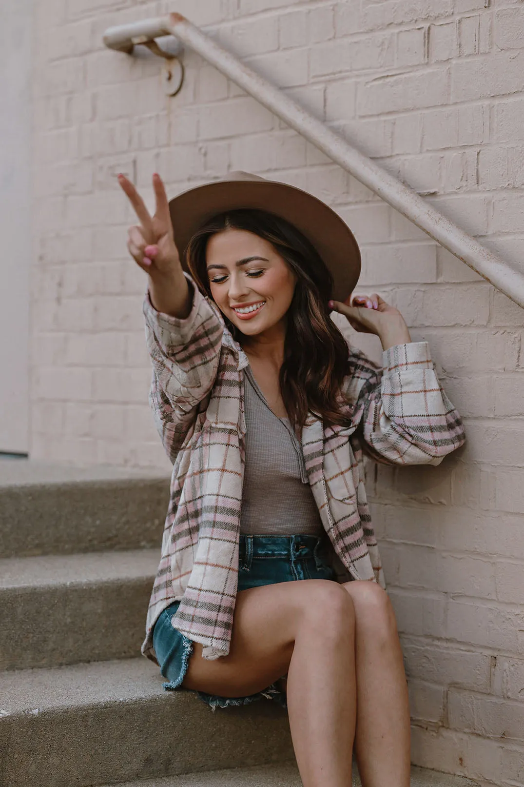 Falling For You Plaid Flannel Shacket - Pink
