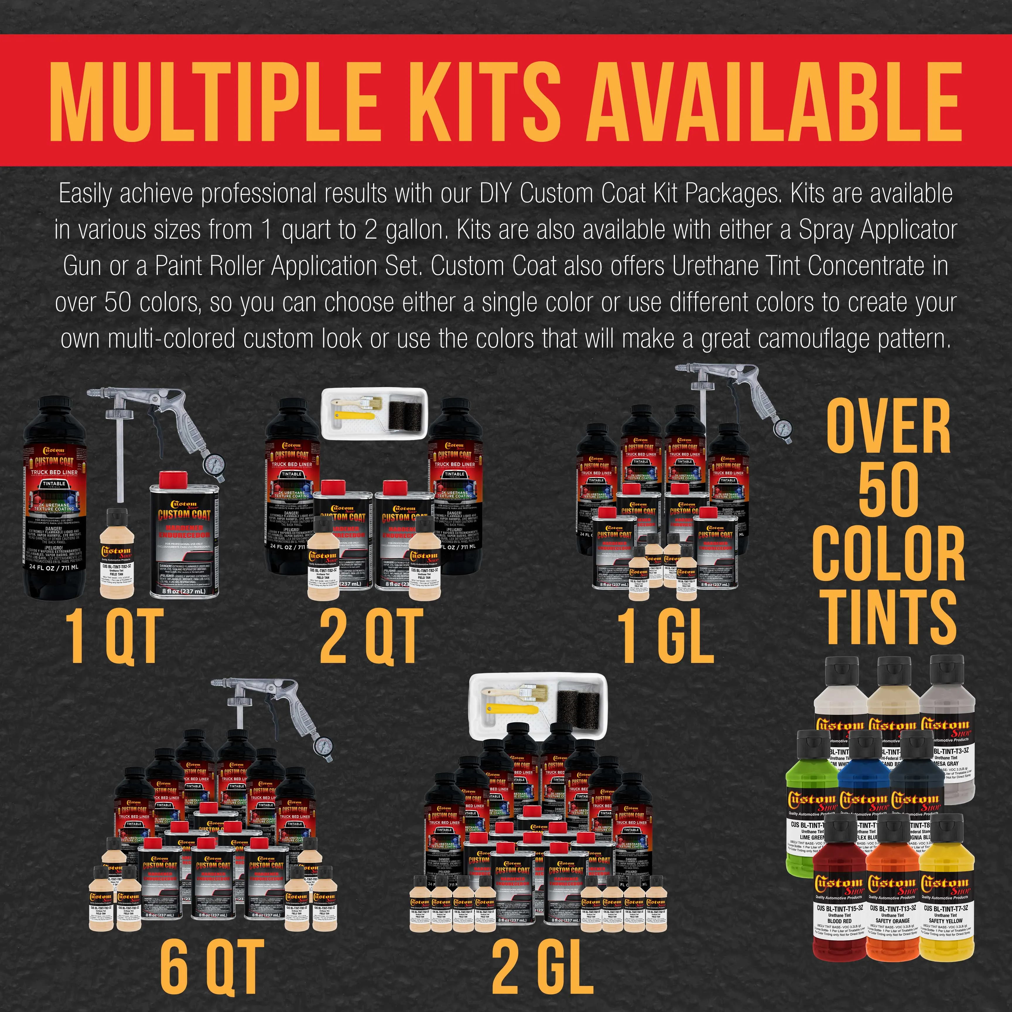 Federal Standard Color #30480 Field Tan T82 Urethane Roll-On, Brush-On or Spray-On Truck Bed Liner, 2 Gallon Kit with Roller Applicator Kit
