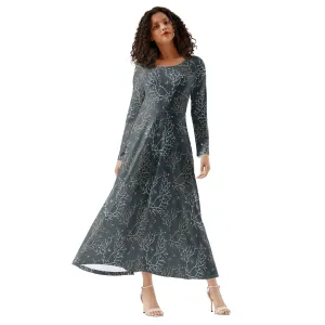Fit and Flare Maxi Dress | Long Sleeves | Casual or Semi-Formal| Elegant Cottagecore Dress
