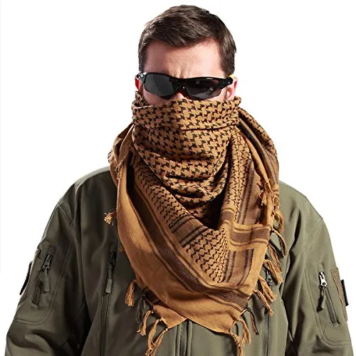 FREE SOLDIER Scarf Military Shemagh Tactical Desert Keffiyeh Head Neck Scarf Arab Wrap with Tassel 43x43 inches (Tan)