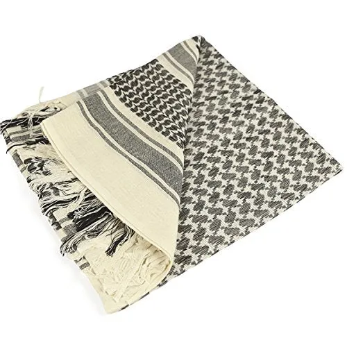 FREE SOLDIER Scarf Military Shemagh Tactical Desert Keffiyeh Head Neck Scarf Arab Wrap with Tassel 43x43 inches (Tan)