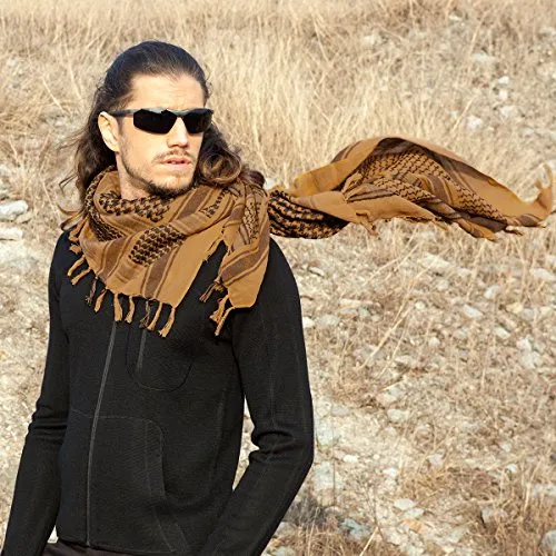 FREE SOLDIER Scarf Military Shemagh Tactical Desert Keffiyeh Head Neck Scarf Arab Wrap with Tassel 43x43 inches (Tan)