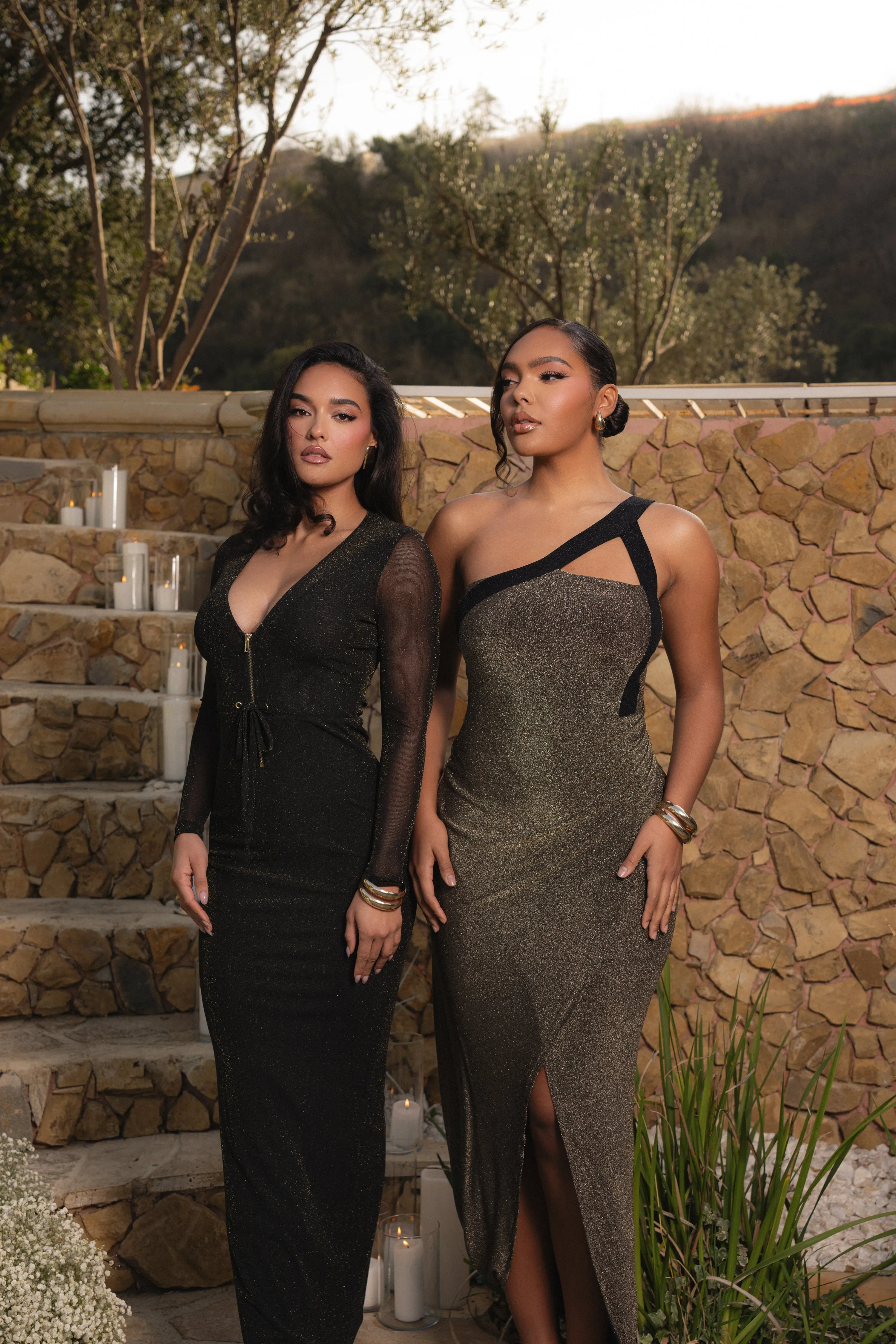 Gold Johan One Shoulder Maxi Dress