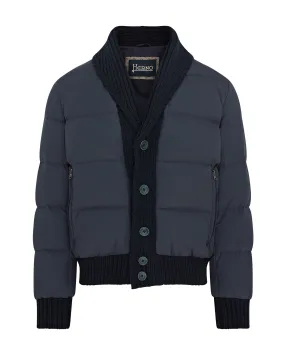 Herno Shawl Collar Quilted Jacket (Navy)