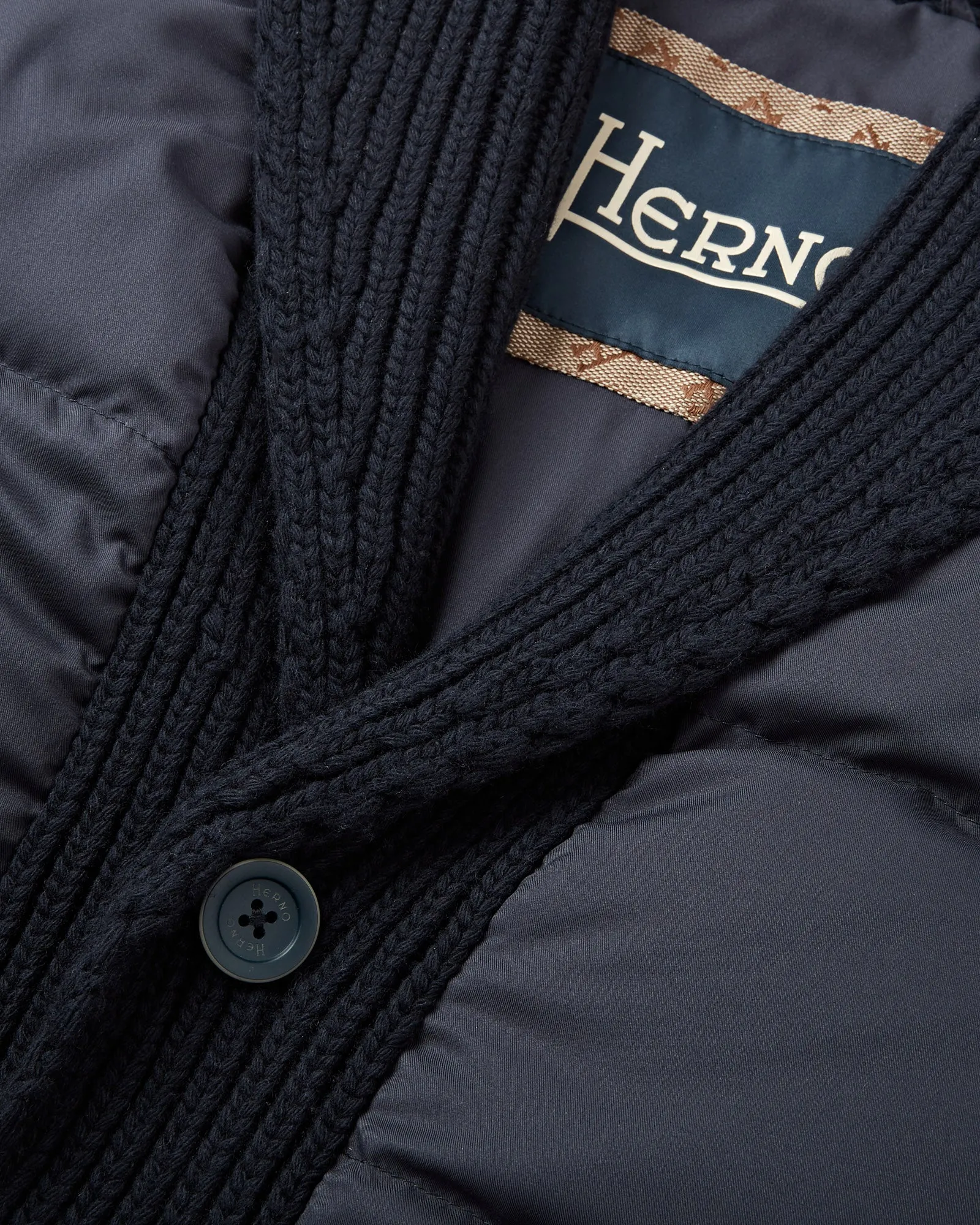 Herno Shawl Collar Quilted Jacket (Navy)