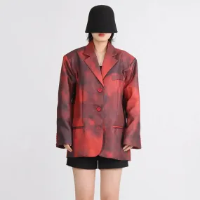 Hit Color Vintage Blazers For Women Notched Collar Long Sleeve Loose Patchwork Button Blazer Female Fashion Clothes
