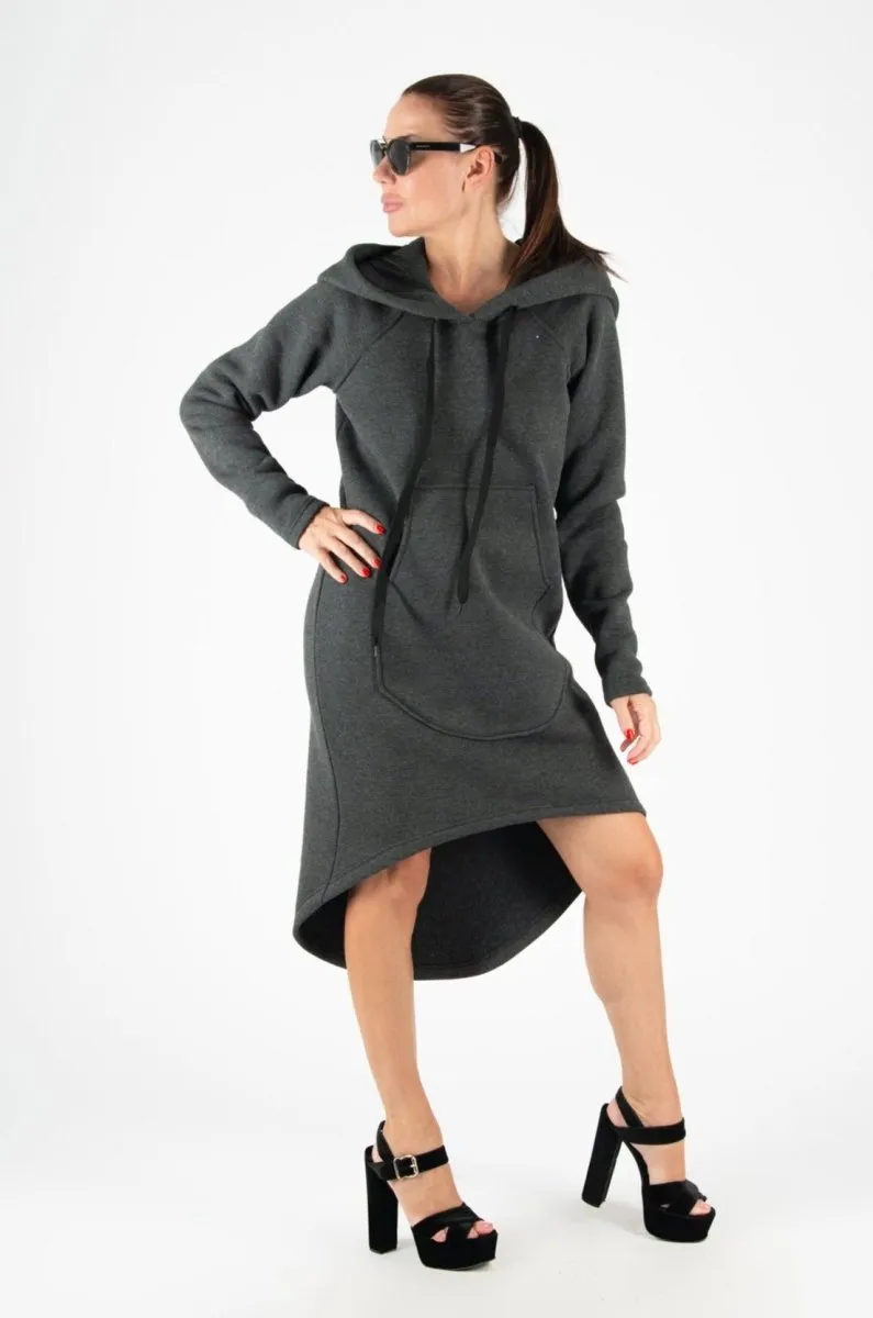 Hooded Asymmetric Dress TAYLOR