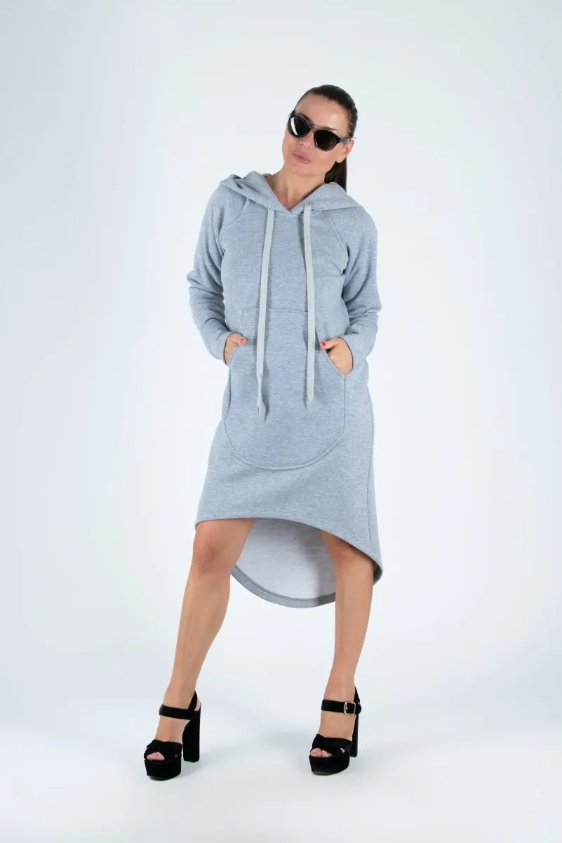 Hooded Asymmetric Dress TAYLOR