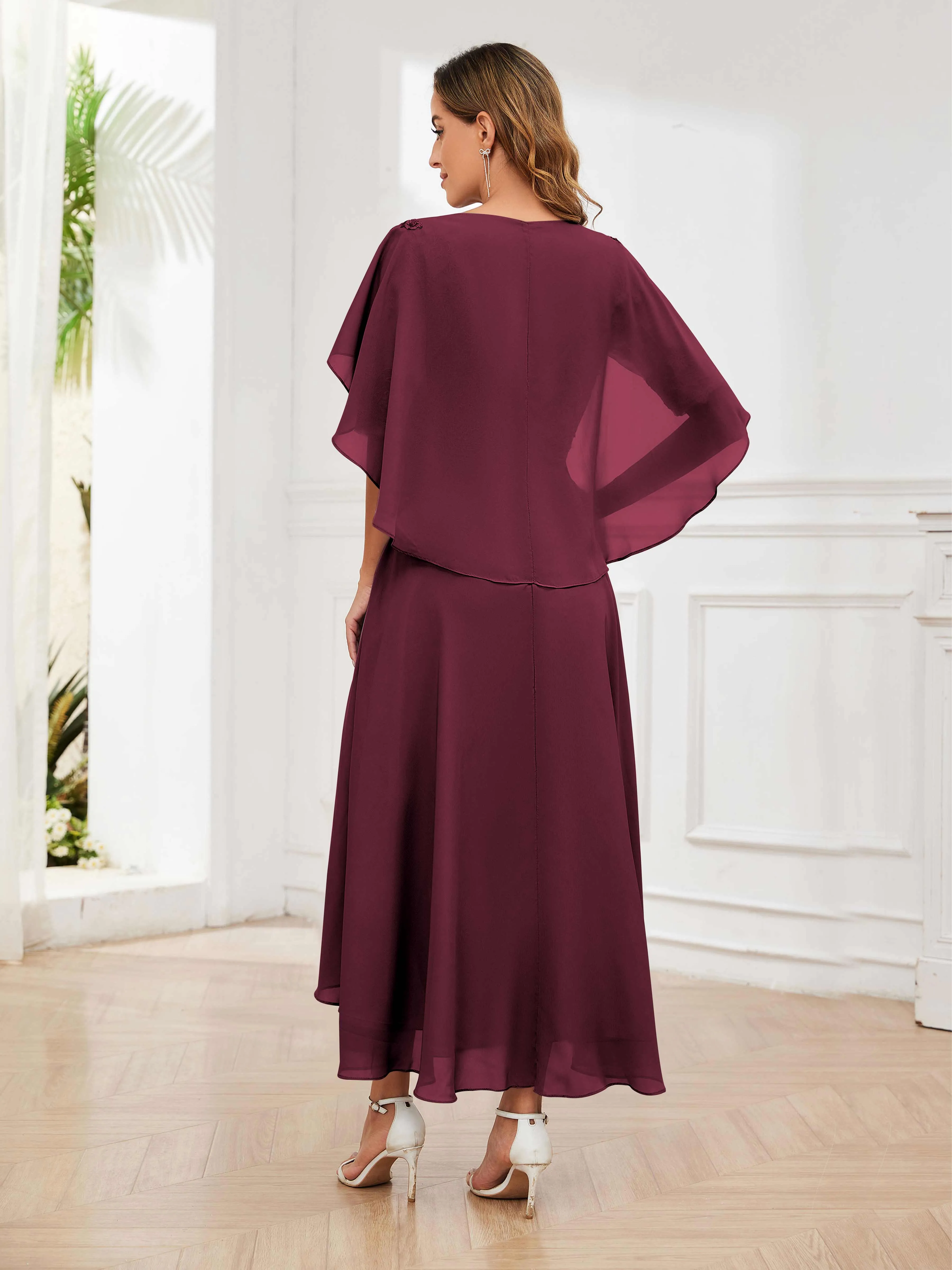 Jaliyah Trendy Illusion Lace Chiffon High Low Mother of the Bride Dresses