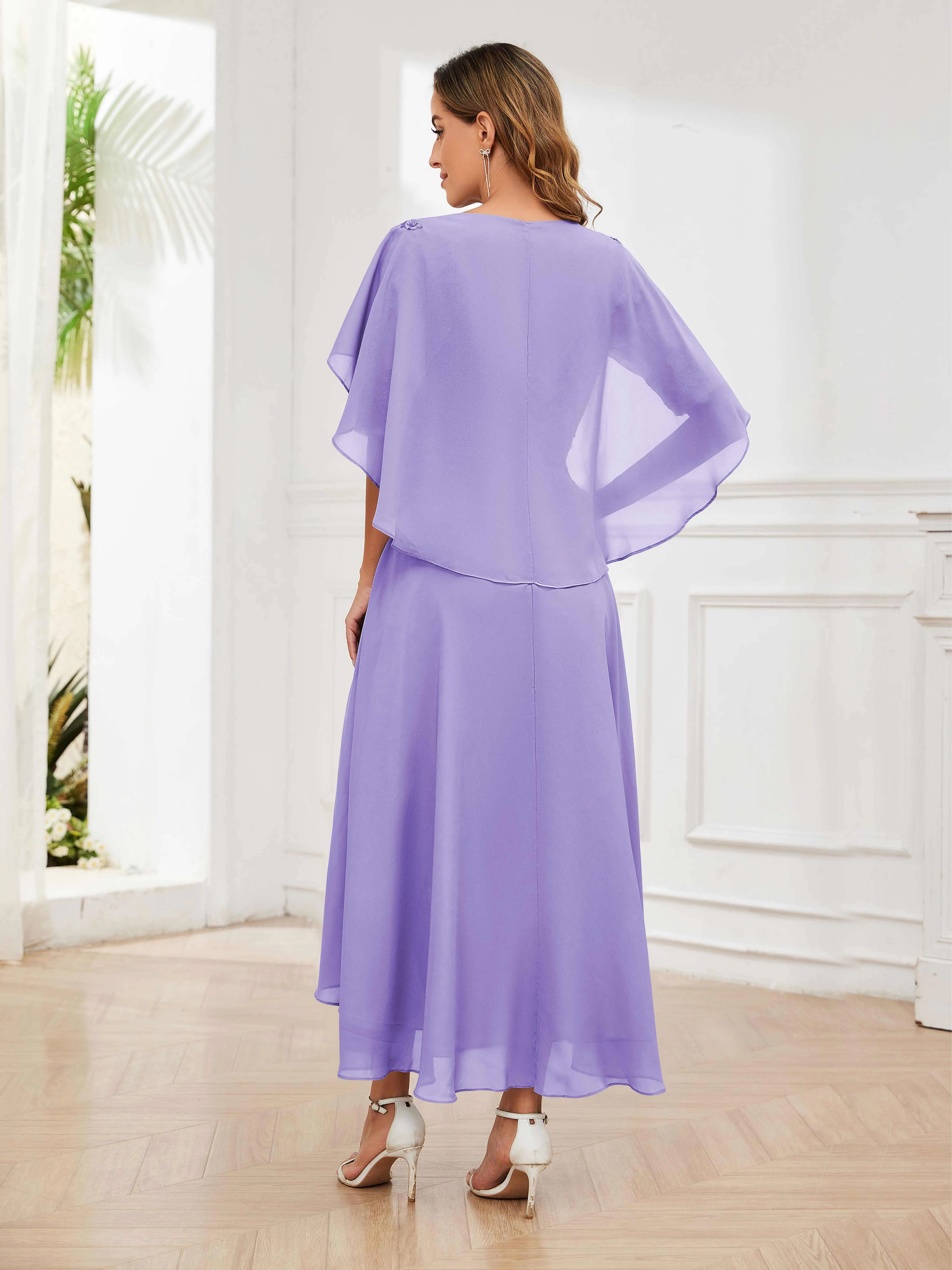 Jaliyah Trendy Illusion Lace Chiffon High Low Mother of the Bride Dresses