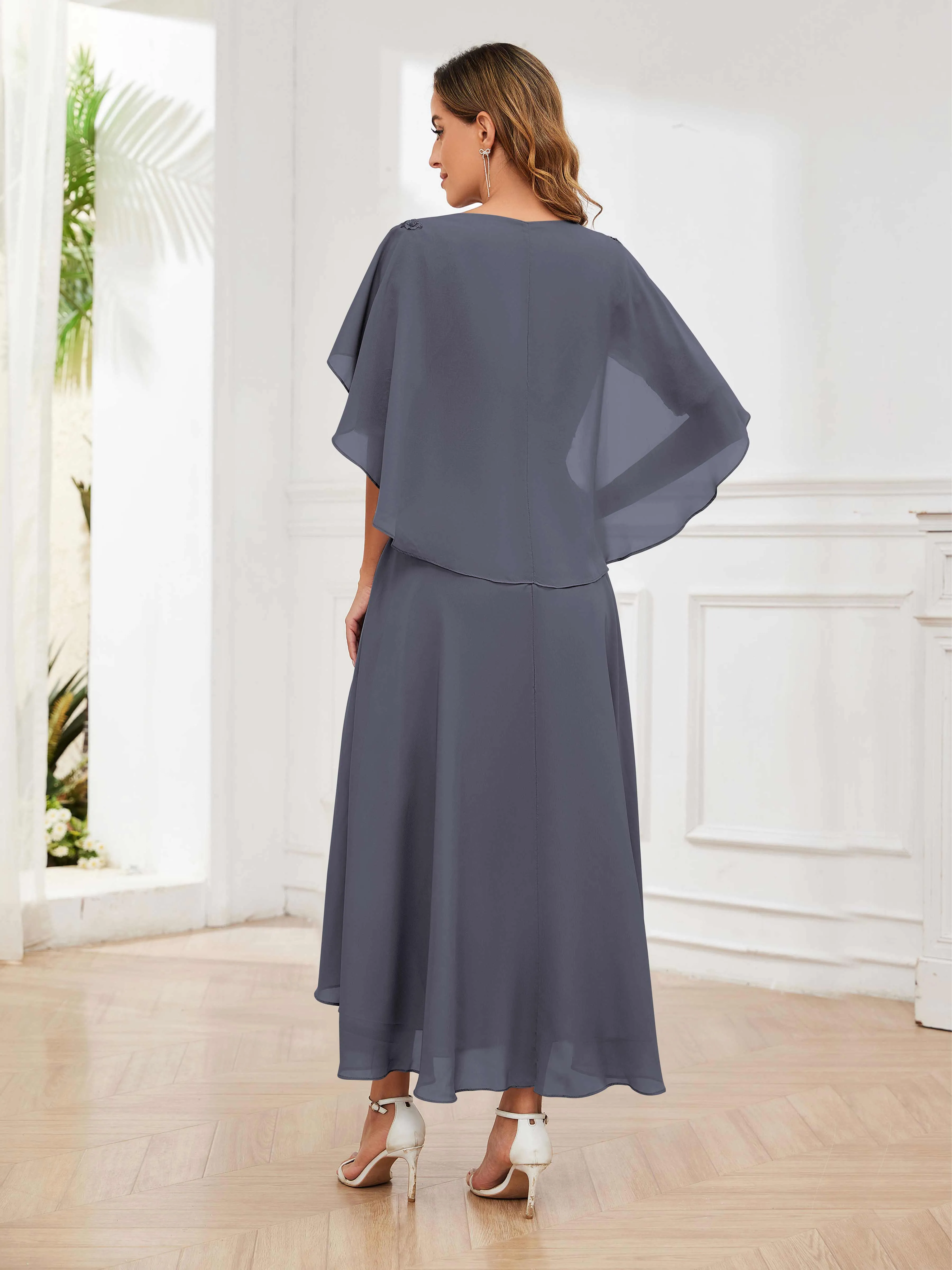 Jaliyah Trendy Illusion Lace Chiffon High Low Mother of the Bride Dresses