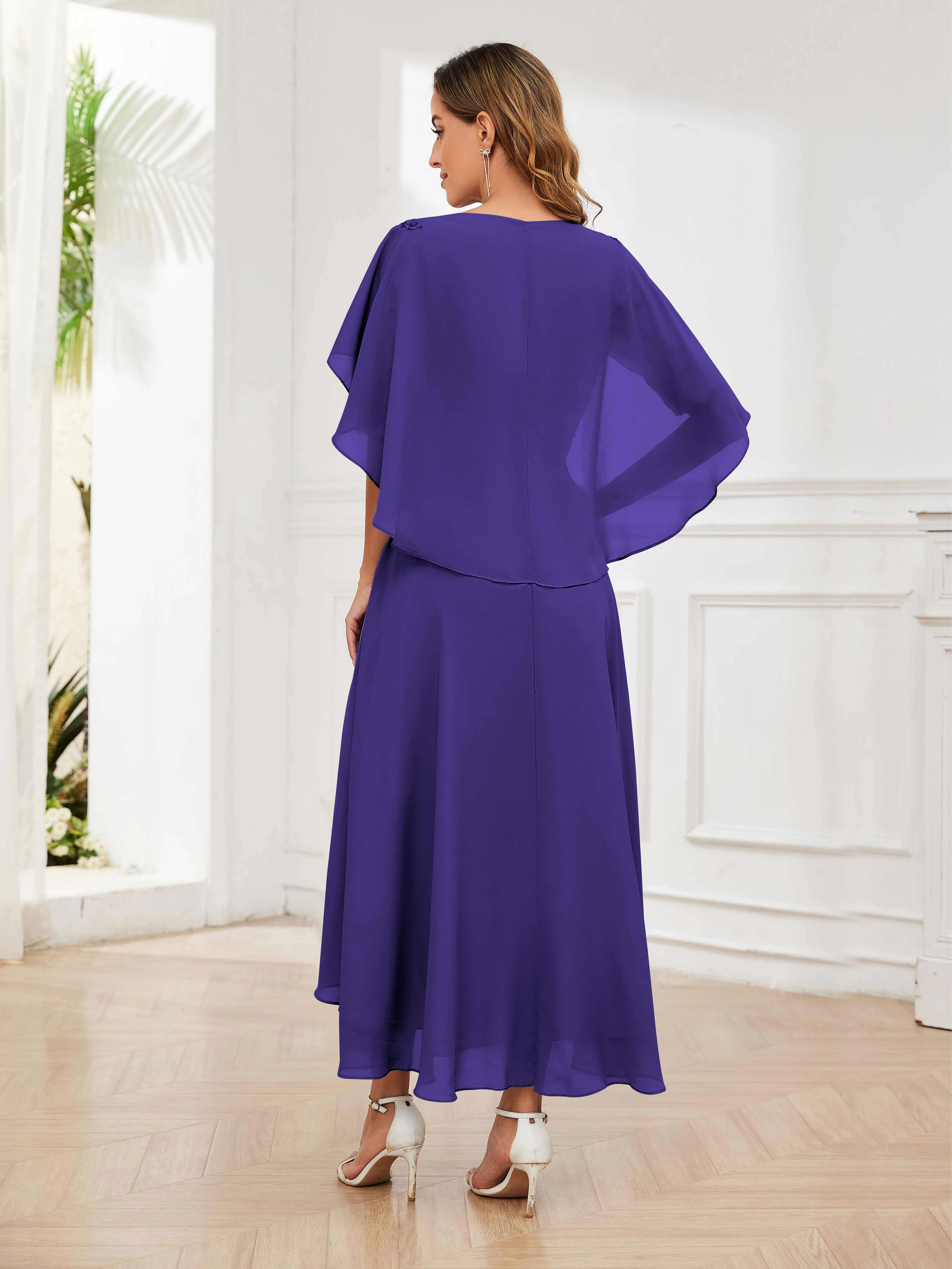 Jaliyah Trendy Illusion Lace Chiffon High Low Mother of the Bride Dresses