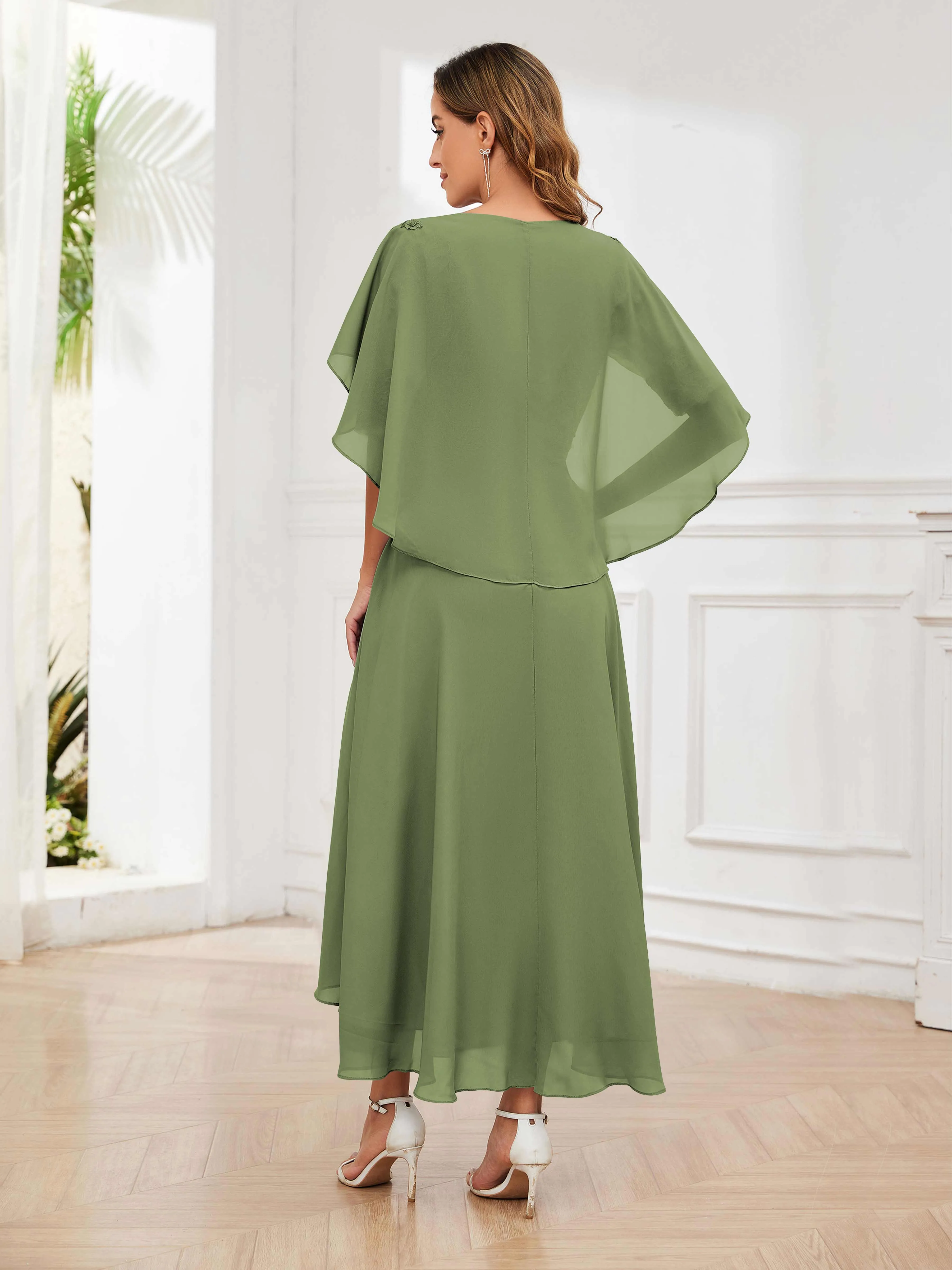 Jaliyah Trendy Illusion Lace Chiffon High Low Mother of the Bride Dresses