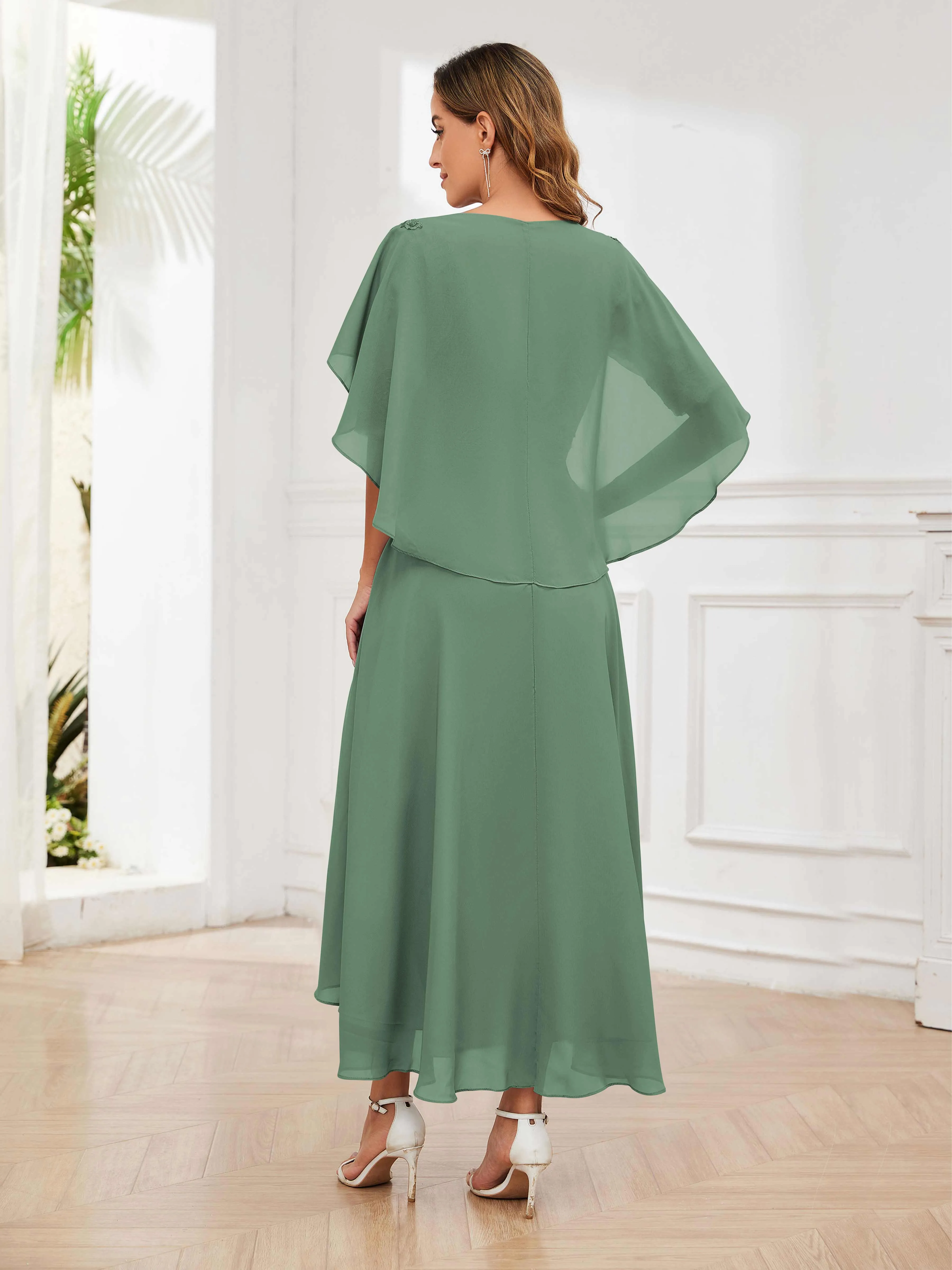Jaliyah Trendy Illusion Lace Chiffon High Low Mother of the Bride Dresses