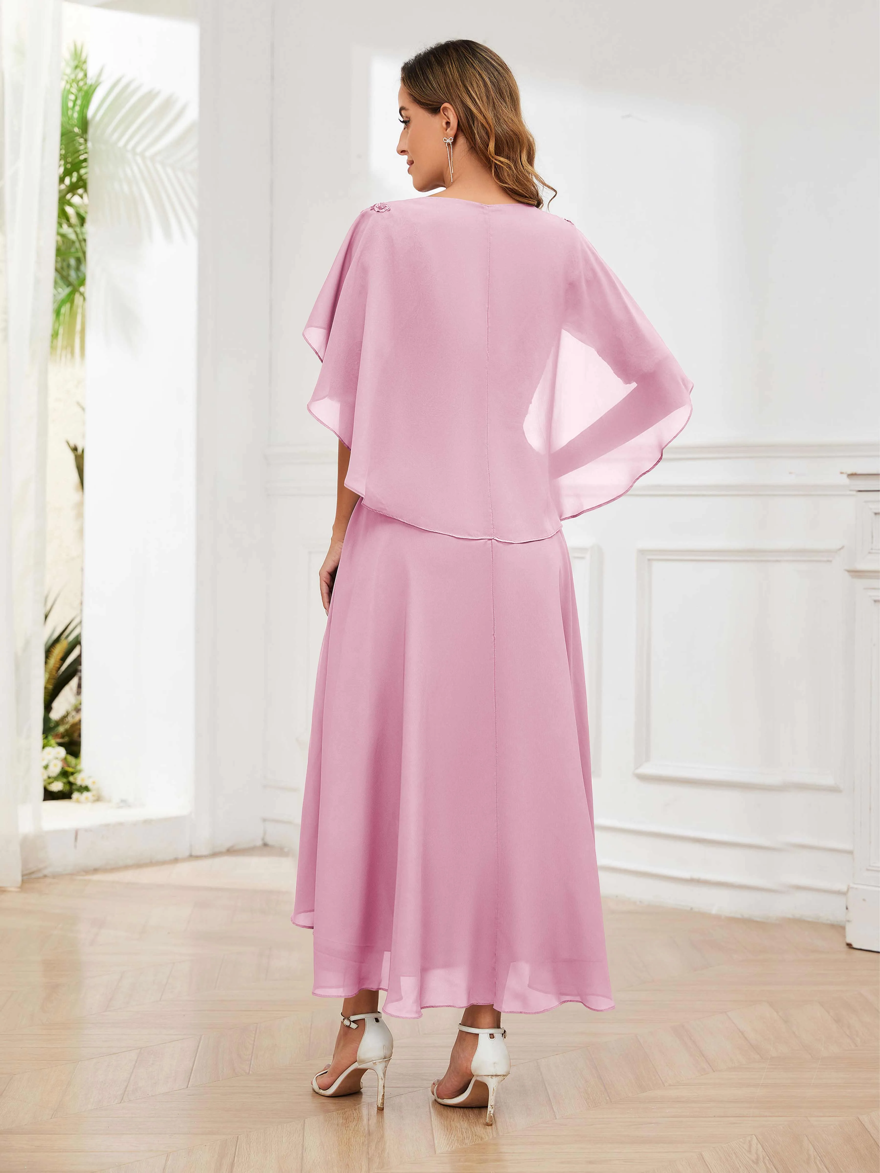 Jaliyah Trendy Illusion Lace Chiffon High Low Mother of the Bride Dresses