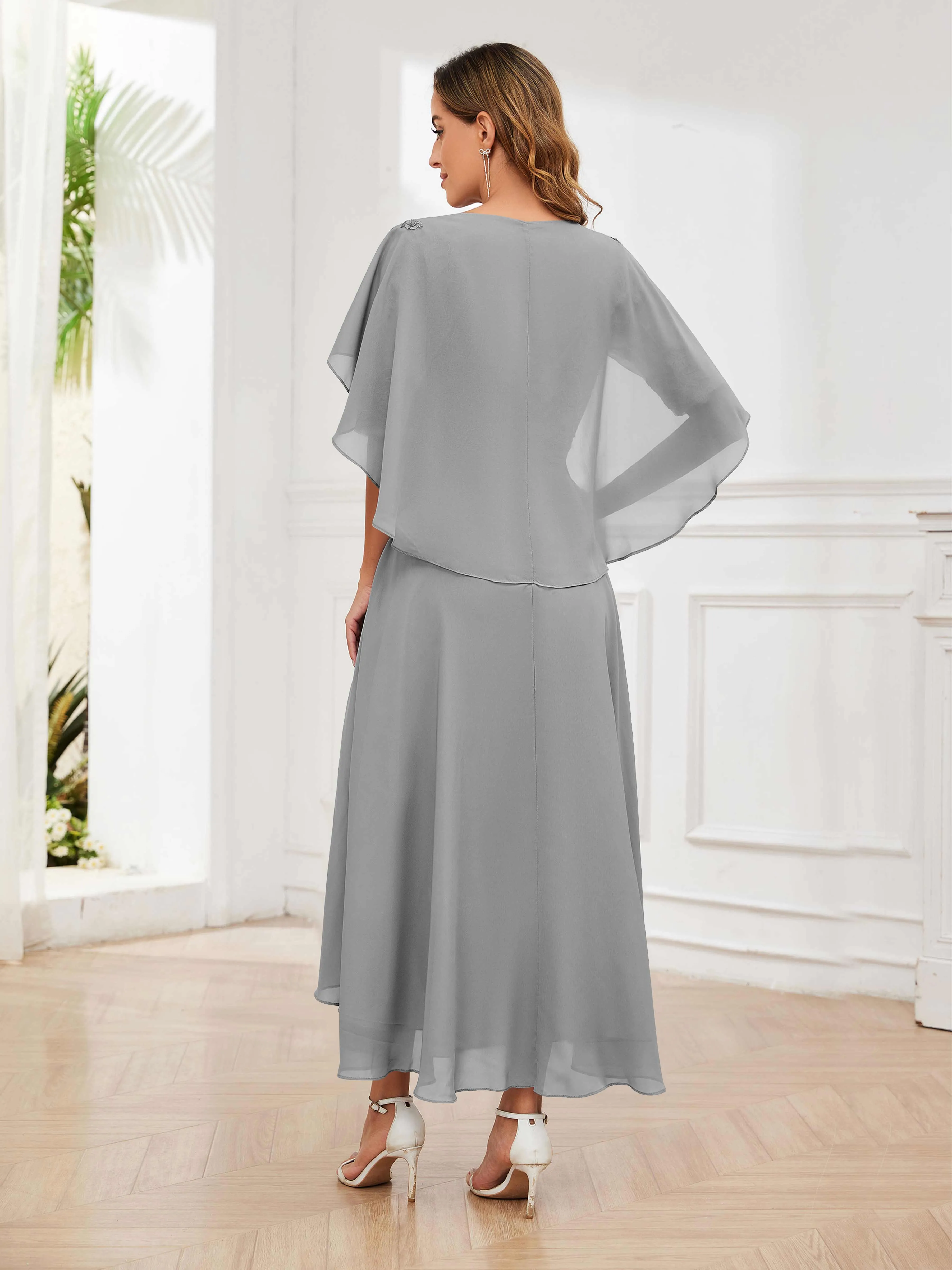 Jaliyah Trendy Illusion Lace Chiffon High Low Mother of the Bride Dresses