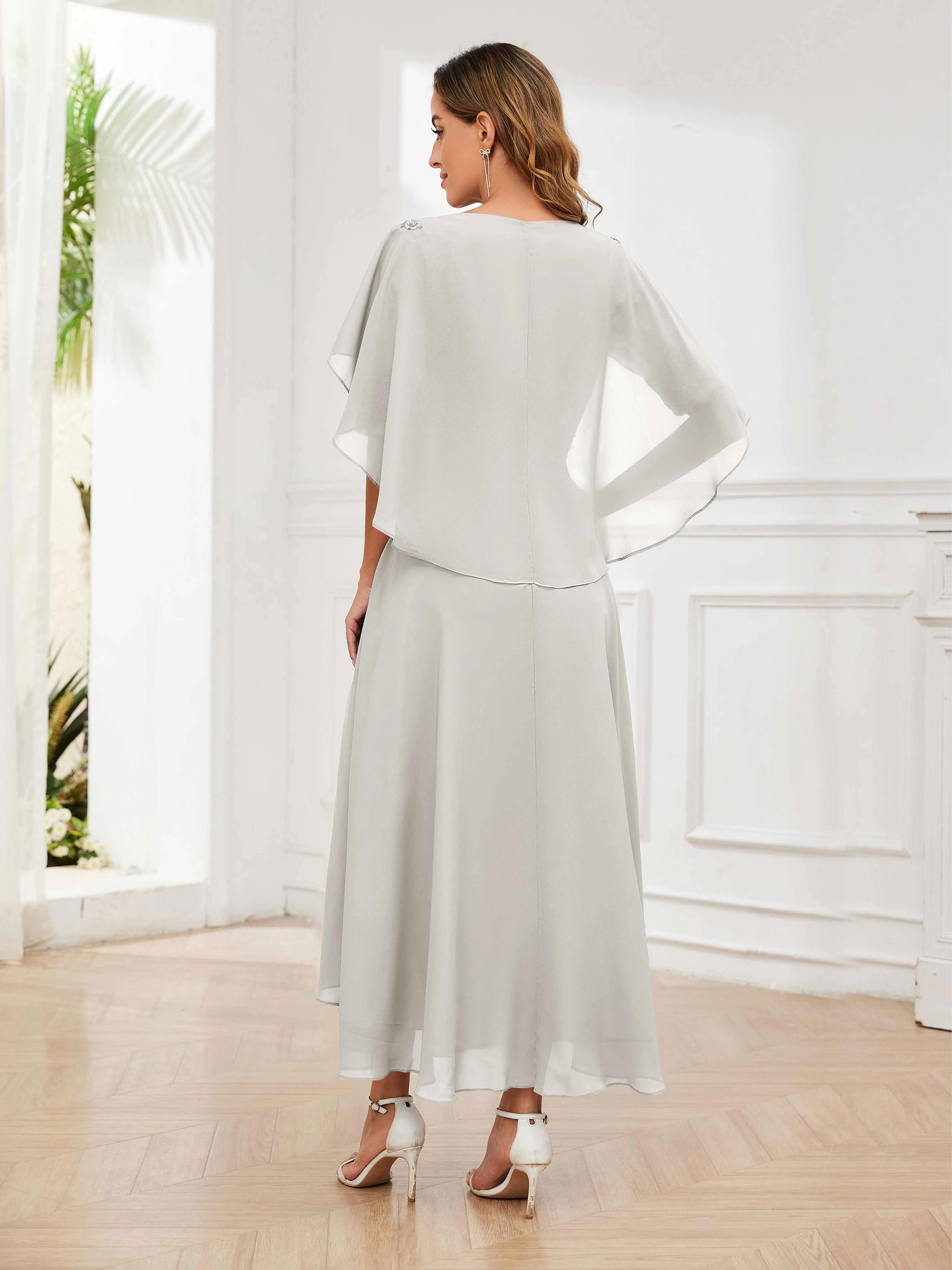 Jaliyah Trendy Illusion Lace Chiffon High Low Mother of the Bride Dresses