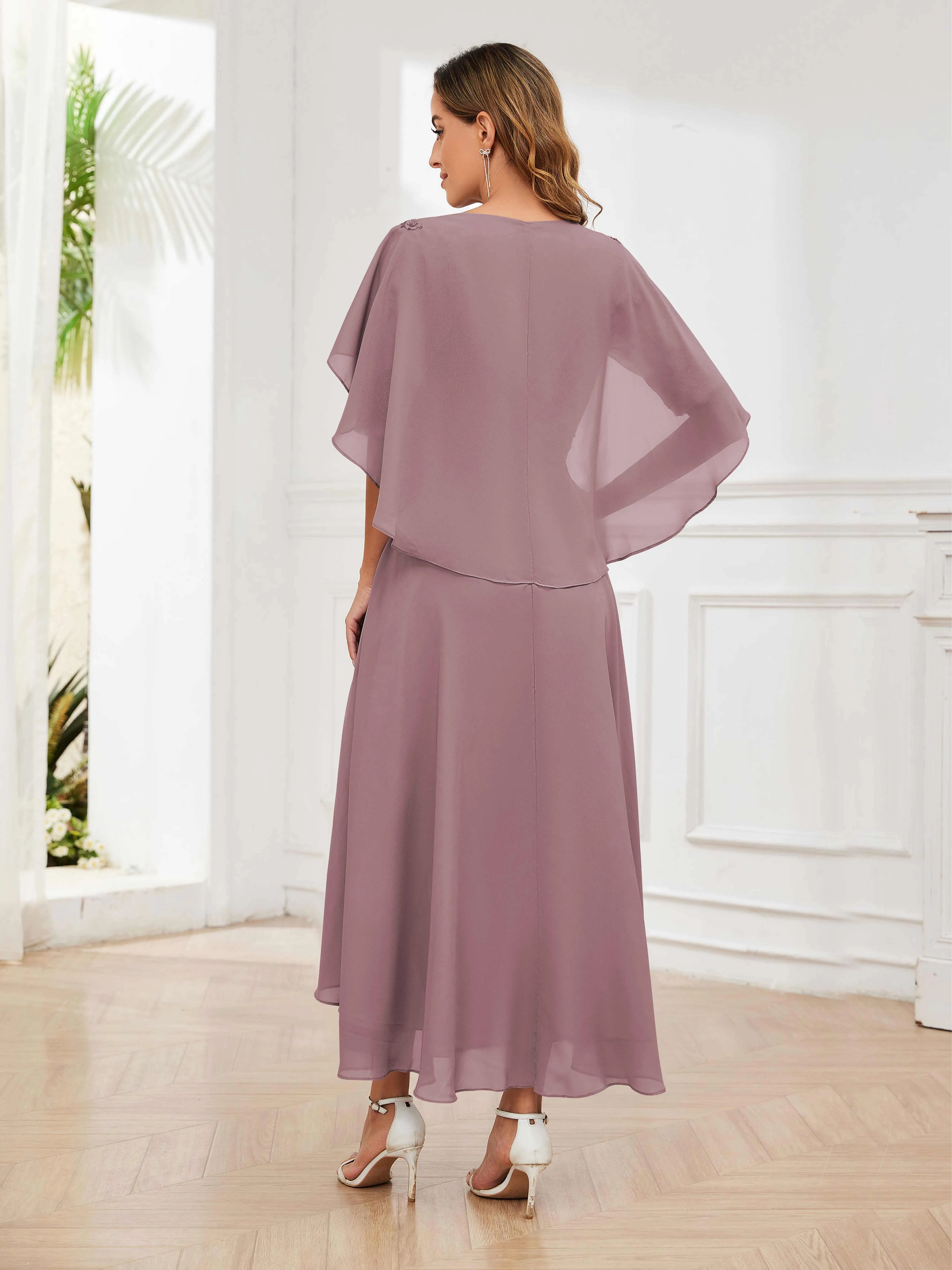 Jaliyah Trendy Illusion Lace Chiffon High Low Mother of the Bride Dresses