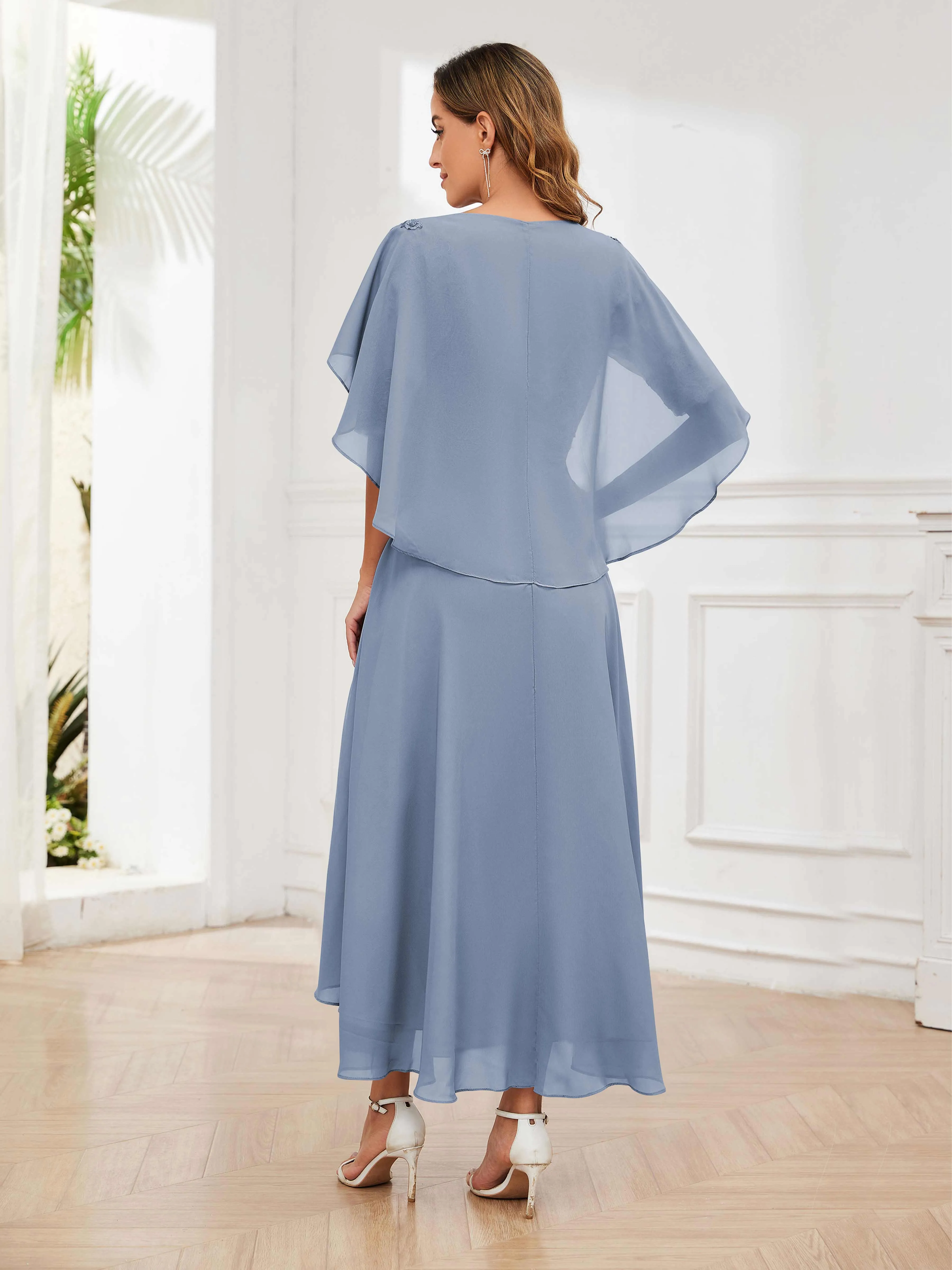 Jaliyah Trendy Illusion Lace Chiffon High Low Mother of the Bride Dresses