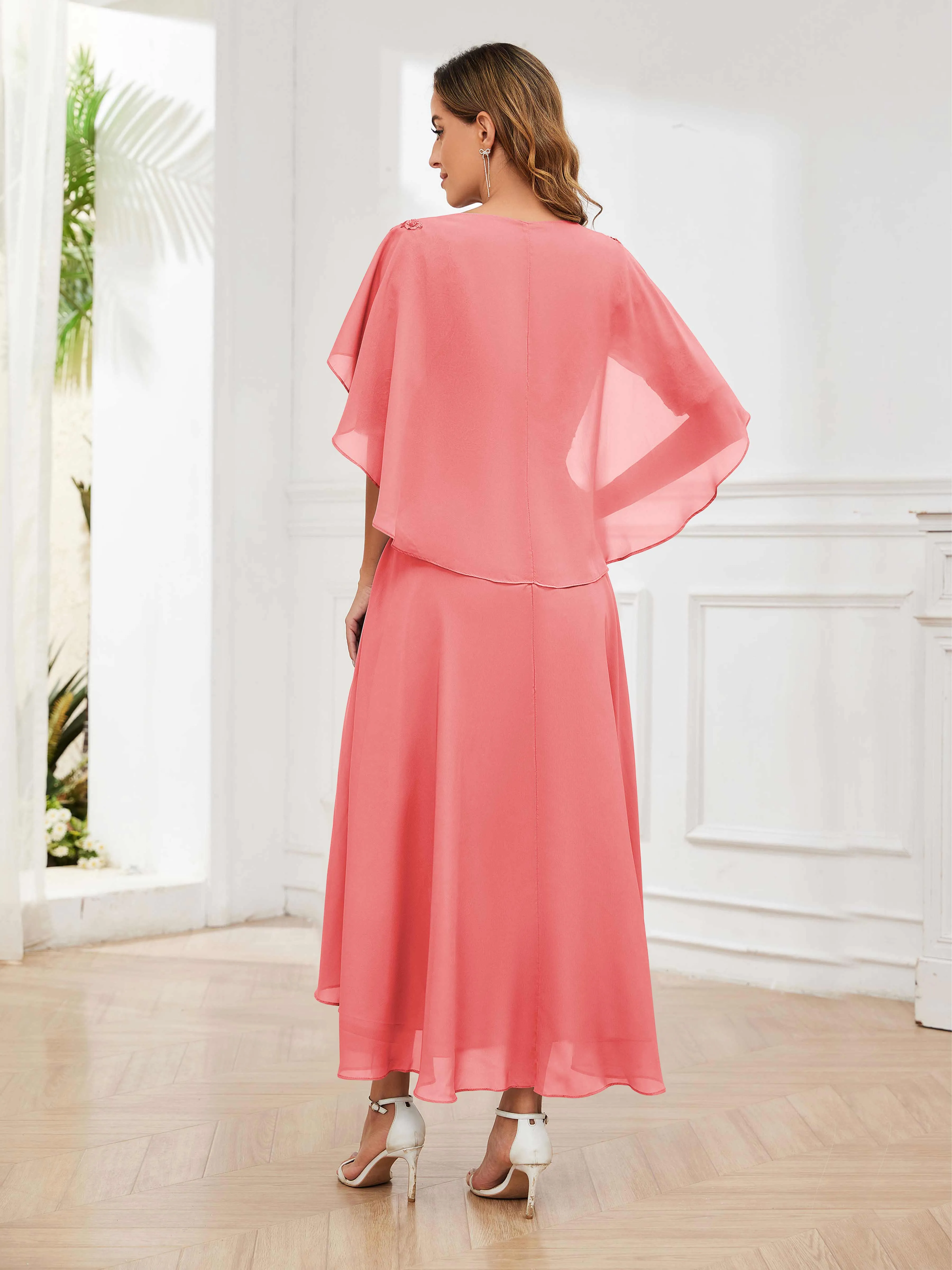 Jaliyah Trendy Illusion Lace Chiffon High Low Mother of the Bride Dresses